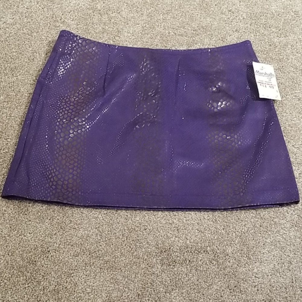 Purple Snakeskin Print Mini Skirt